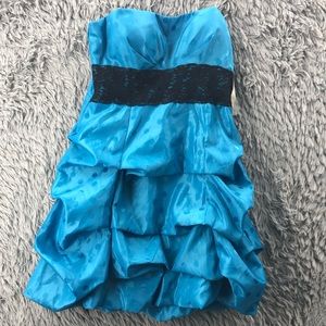 Jump Girl Dress Womens Size 5/6 Blue Black Lace Detail Layered Prom Dress NWT